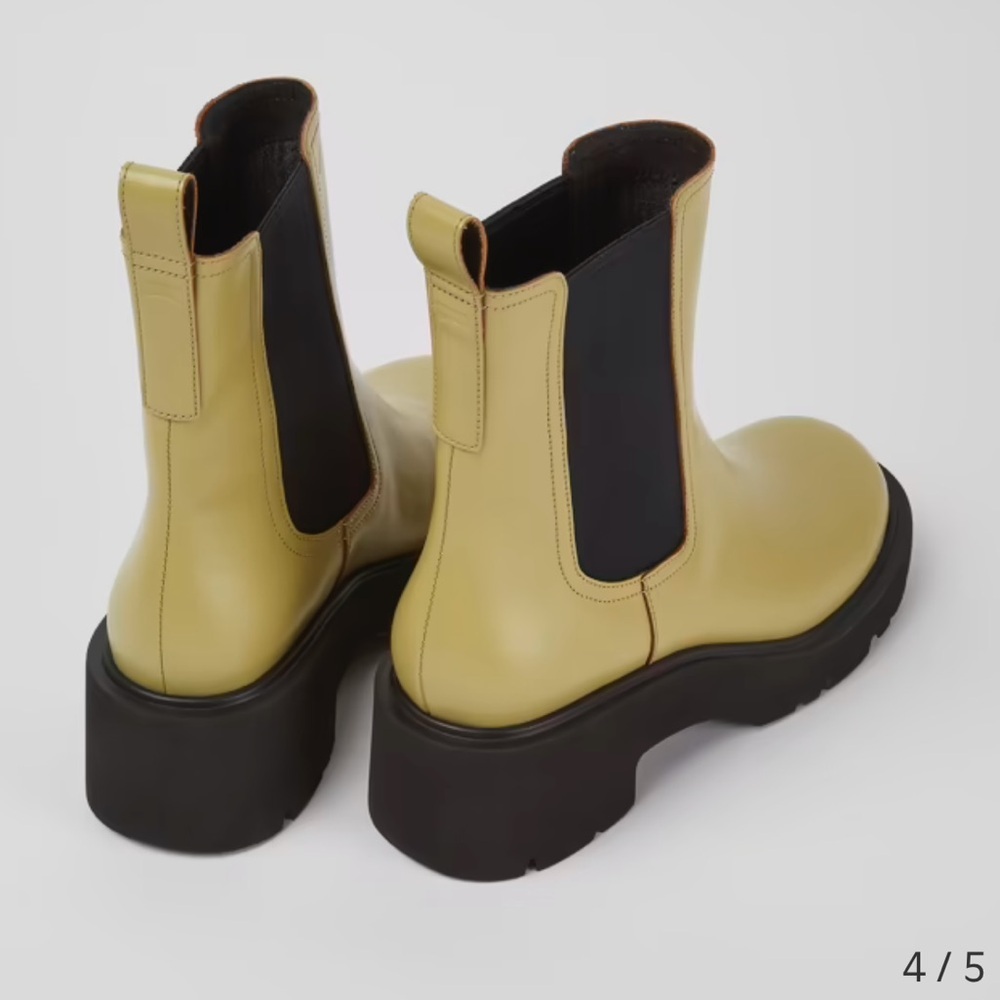 Camper Yellow/Green Leather Chelsea Ankle Boots with Black Elastic - Picture 3 of 8